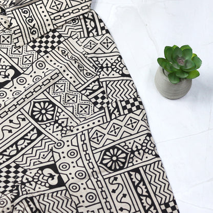 Ajrakh-Inspired Block Print Shirt – White Base with Striking Black Motifs