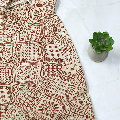 Ajrakh-Inspired Block Print Shirt - Beige