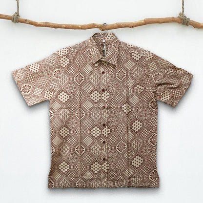 Ajrakh-Inspired Block Print Shirt - Beige