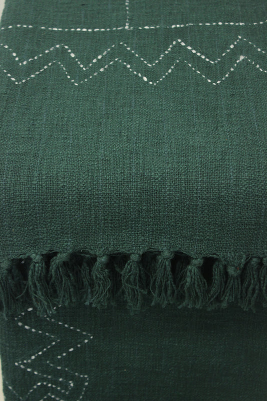 Handloom Harmony Bedcover - Dark Green