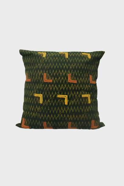 Block Printed Applique Cushion Cover - Green