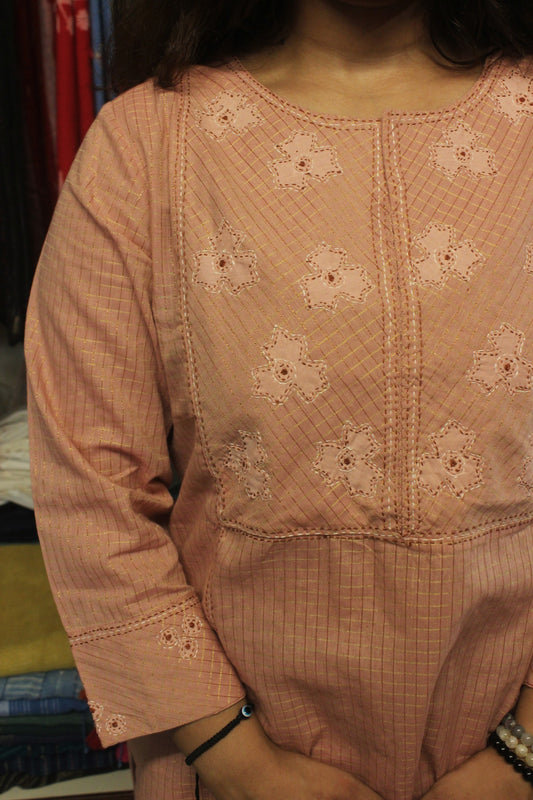 Peach Cotton Kurta