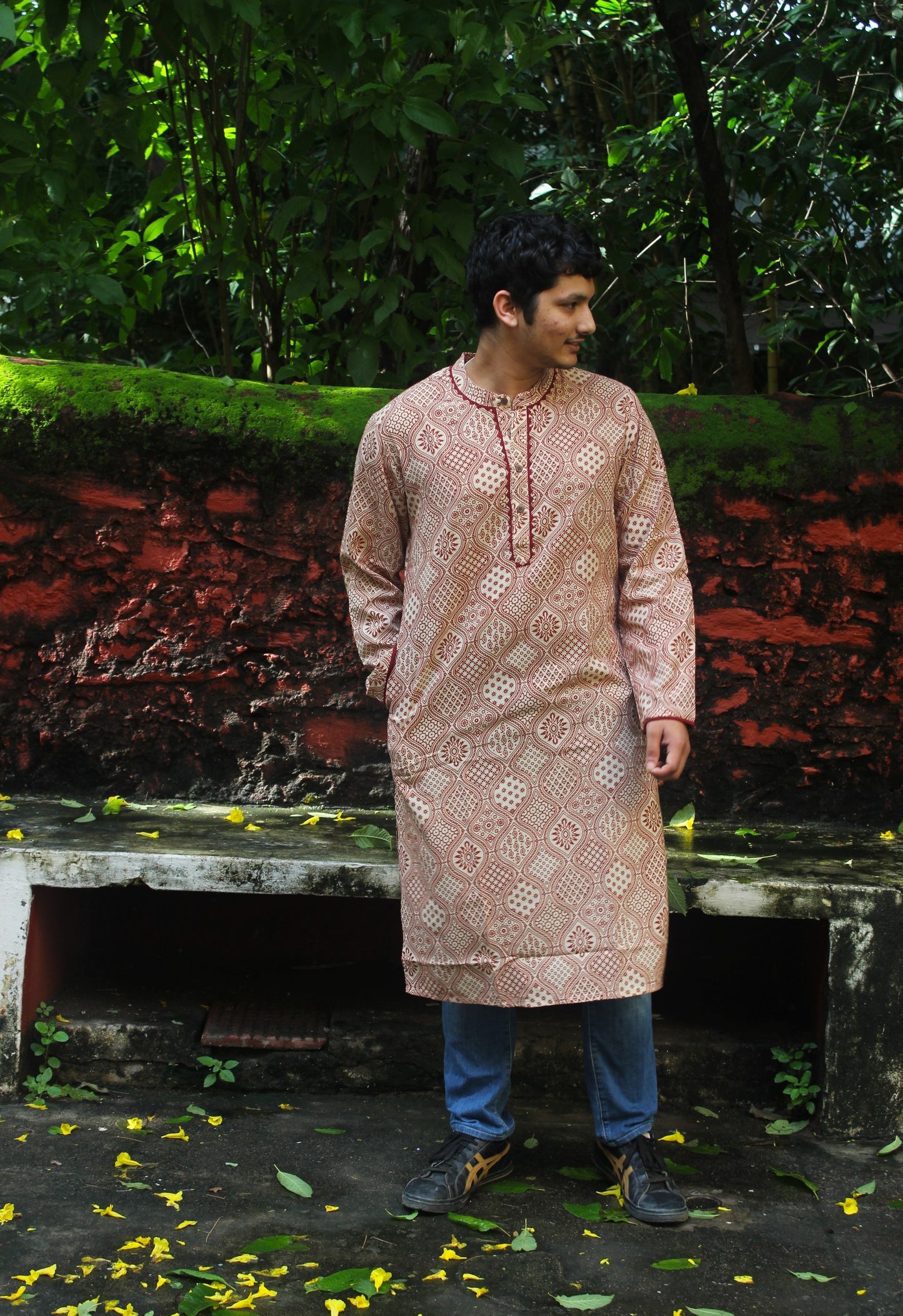Indie Ajrakh Kurta - Red