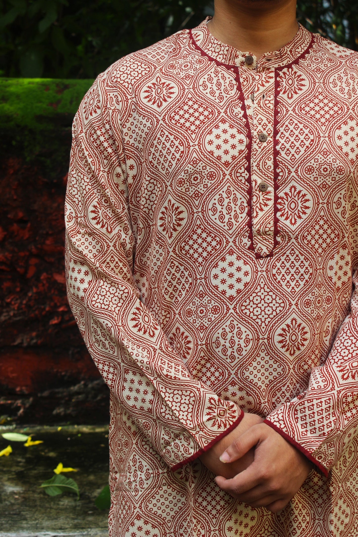 Indie Ajrakh Kurta - Red