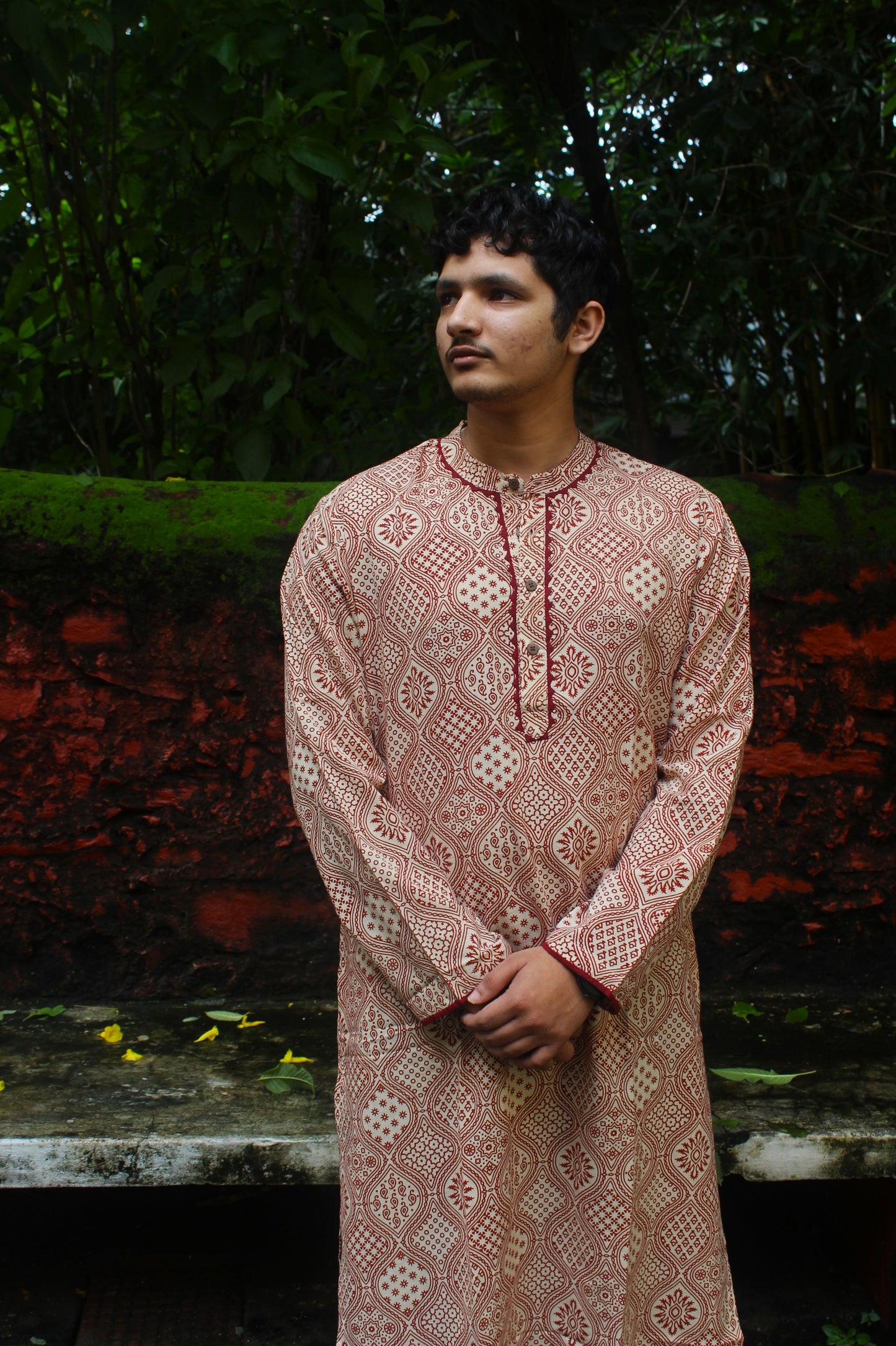 Indie Ajrakh Kurta - Red