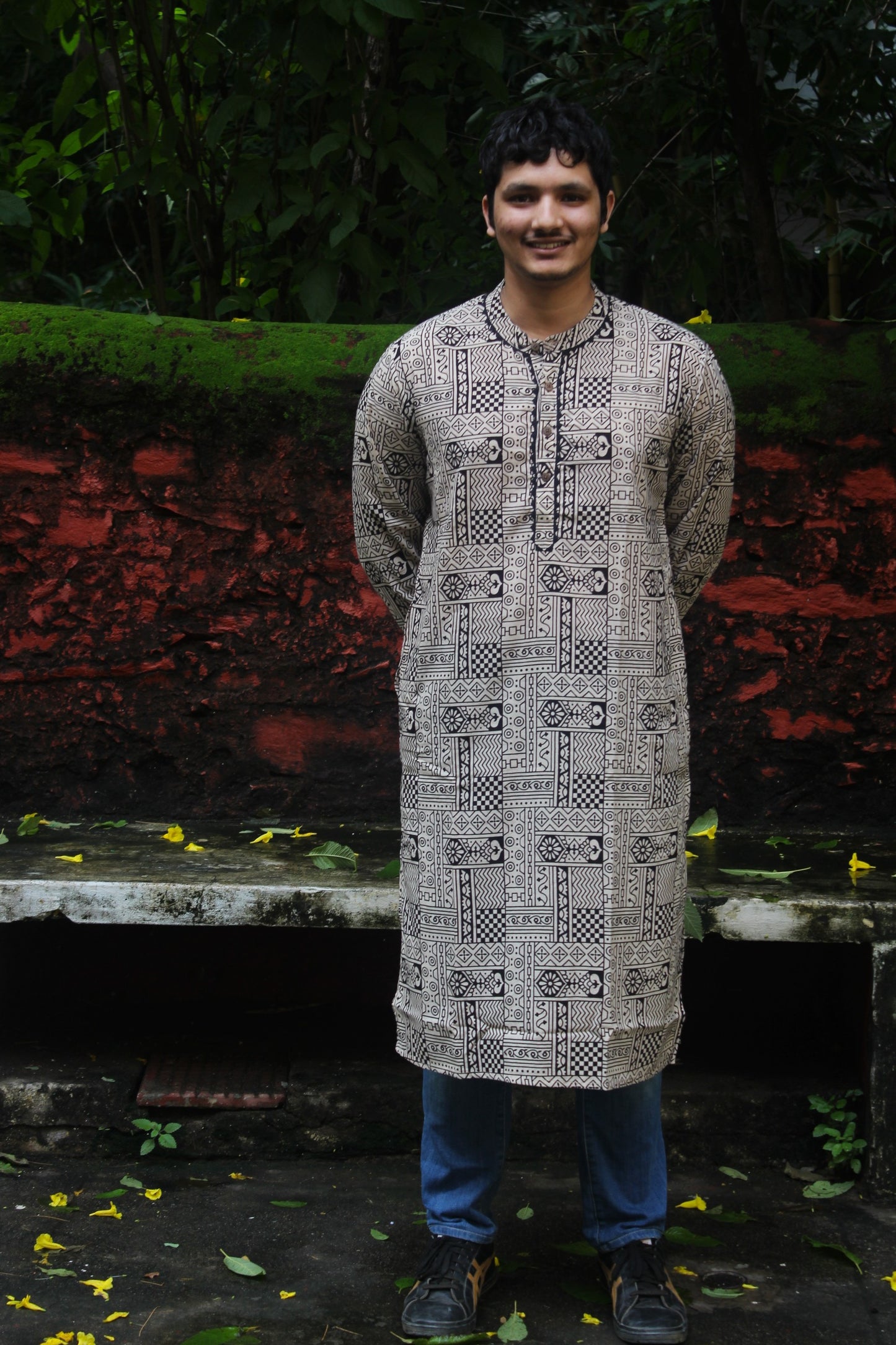 Indie Ajrakh Kurta - Black