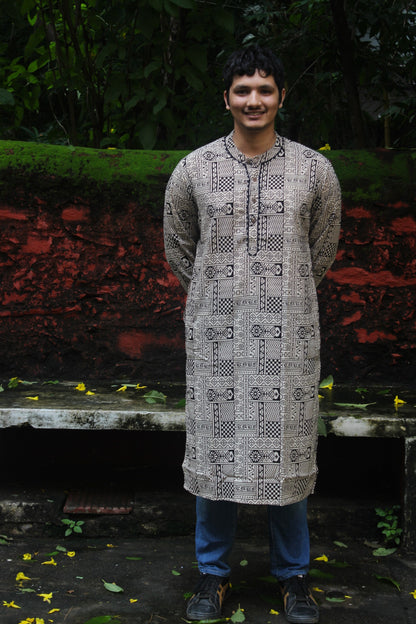 Indie Ajrakh Kurta - Black