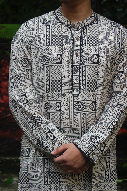 Indie Ajrakh Kurta - Black