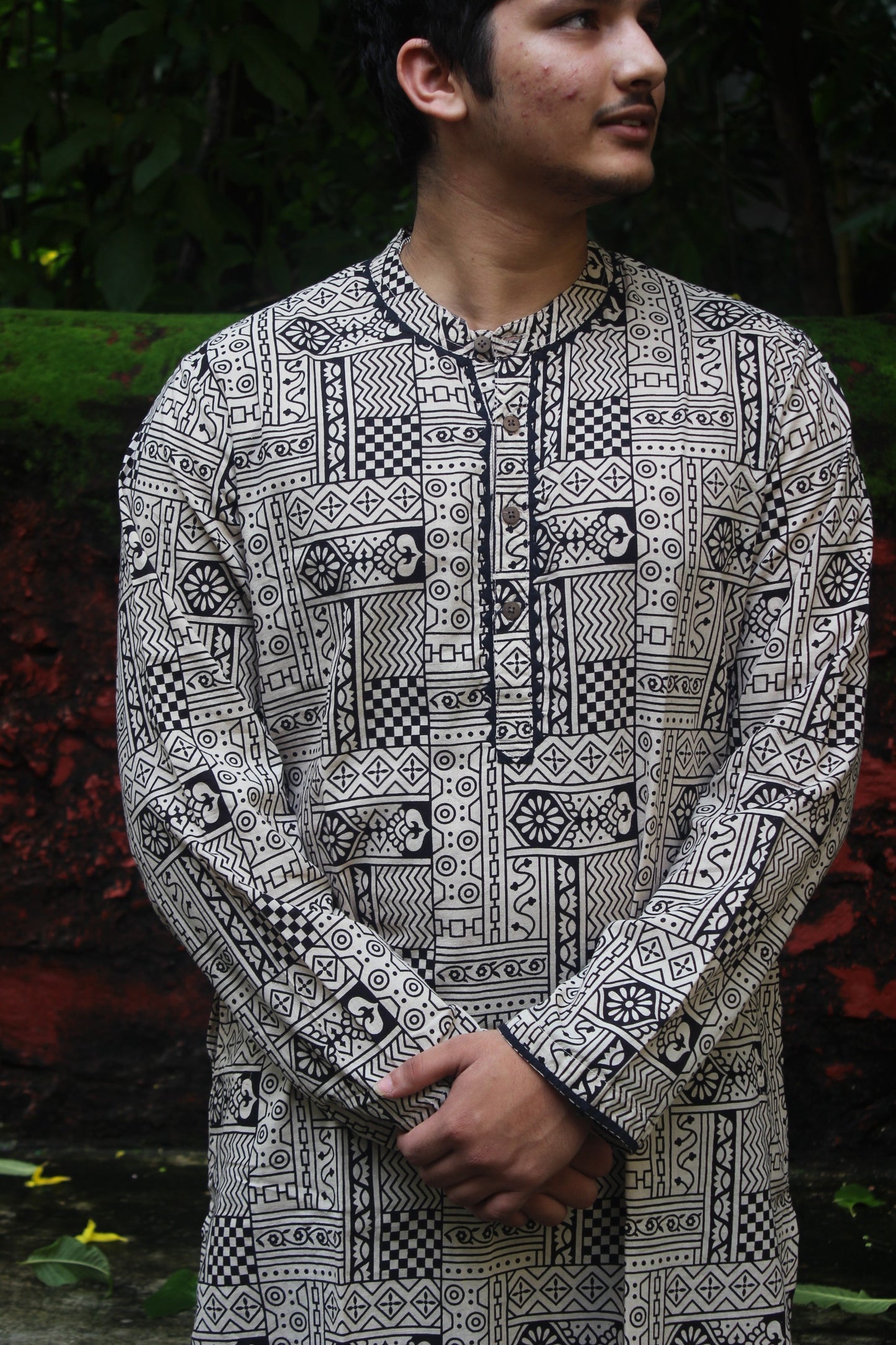 Indie Ajrakh Kurta - Black