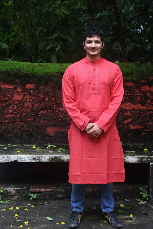 Royal Red Cotton Kurta