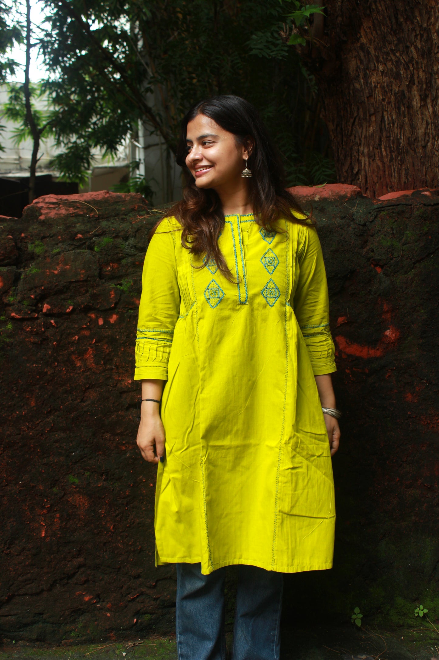 Nazm Pintuck Kurta - Green