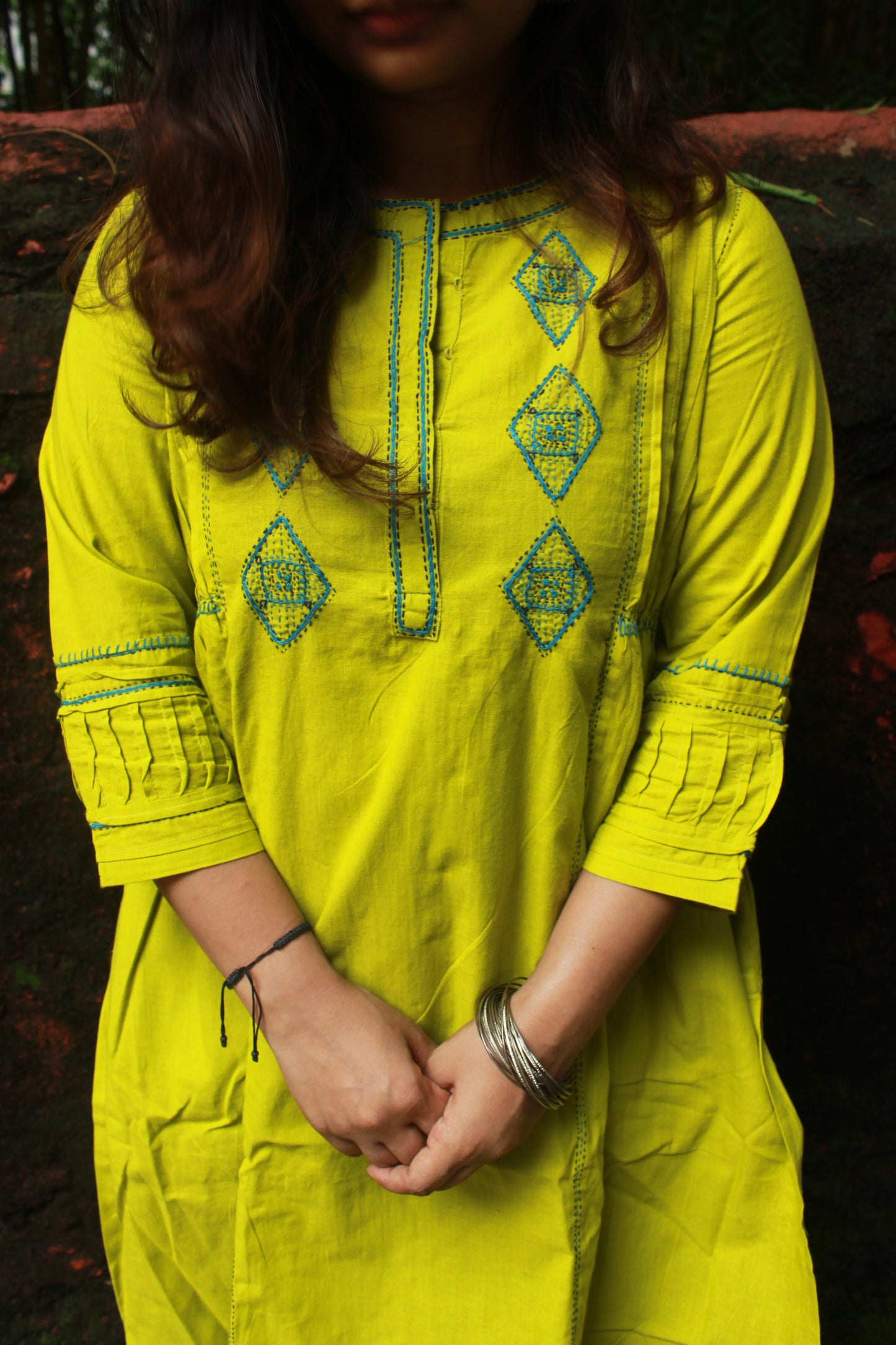 Nazm Pintuck Kurta - Green