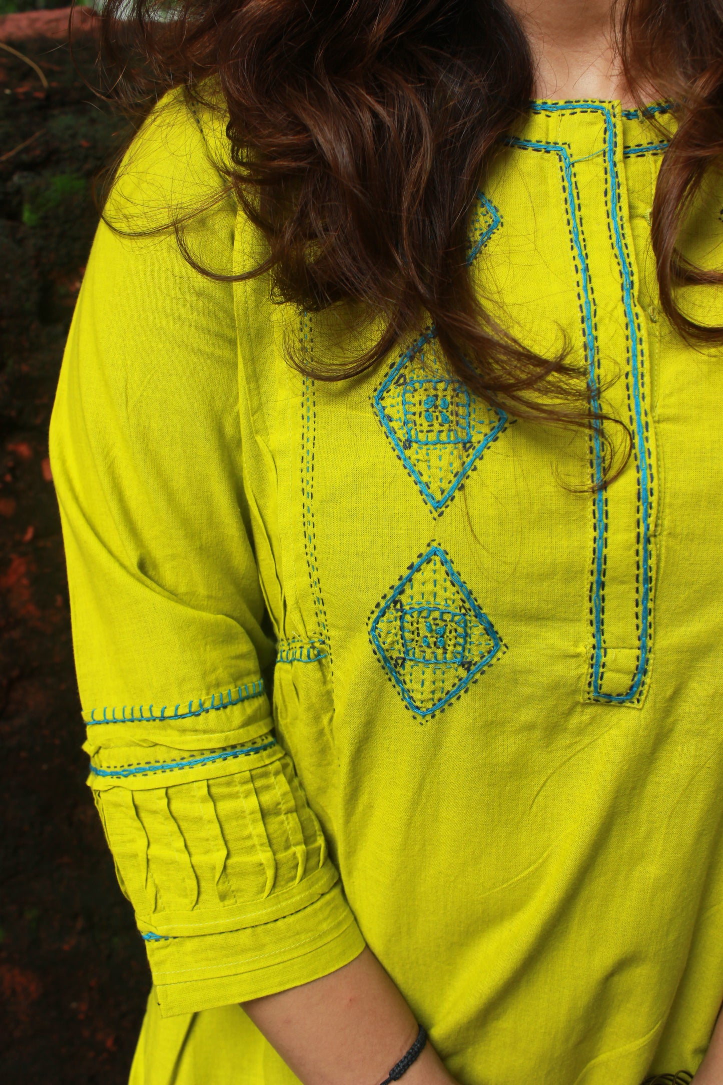 Nazm Pintuck Kurta - Green