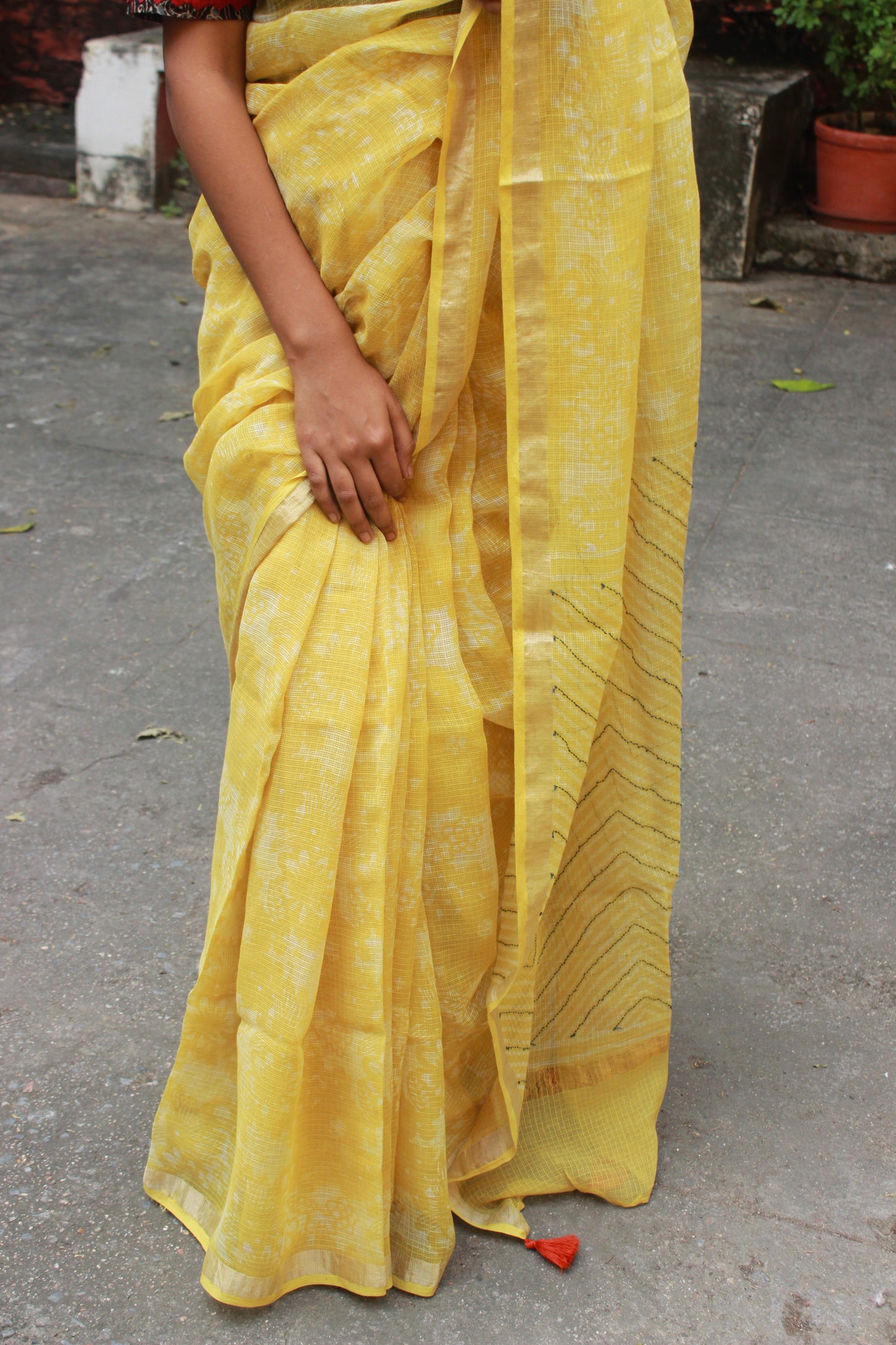 Lemon-Yellow Kota Doriya Saree