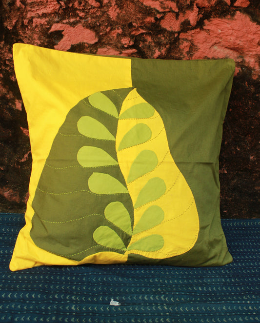 Golden Peepal Cushion Cover
