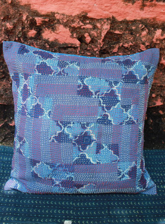 Threaded Indigo Cotton Cushion Cover