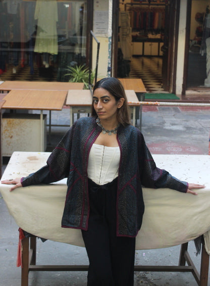 Luxurious Handcrafted Silk Jacket - Black