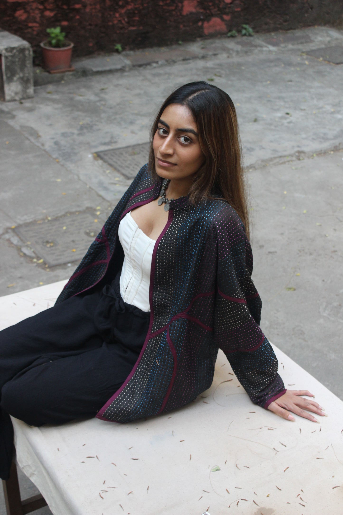 Luxurious Handcrafted Silk Jacket - Black