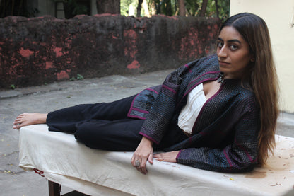 Luxurious Handcrafted Silk Jacket - Black