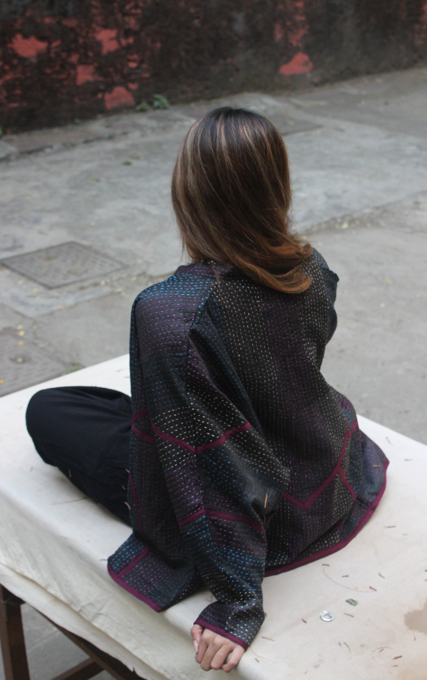 Luxurious Handcrafted Silk Jacket - Black