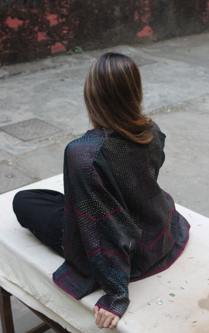 Luxurious Handcrafted Silk Jacket - Black