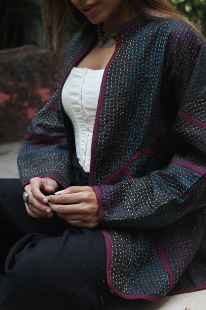 Luxurious Handcrafted Silk Jacket - Black