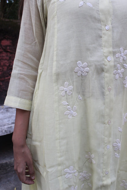 Daylily Crafted Kurta cotton - Lemon yellow