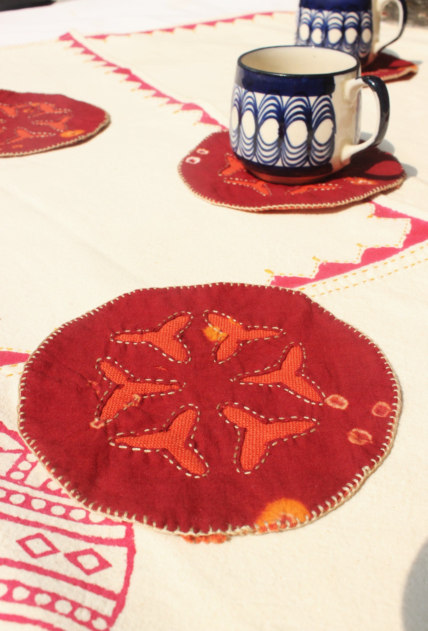 Bandhni Cutwork Tea Coasters