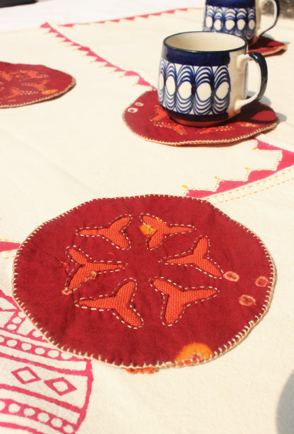 Bandhni Cutwork Tea Coasters