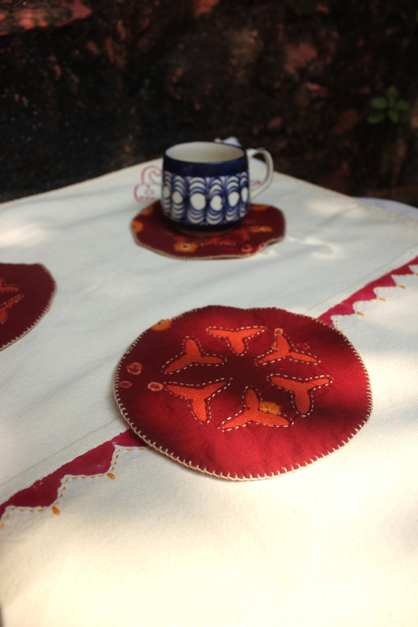 Bandhni Cutwork Tea Coasters