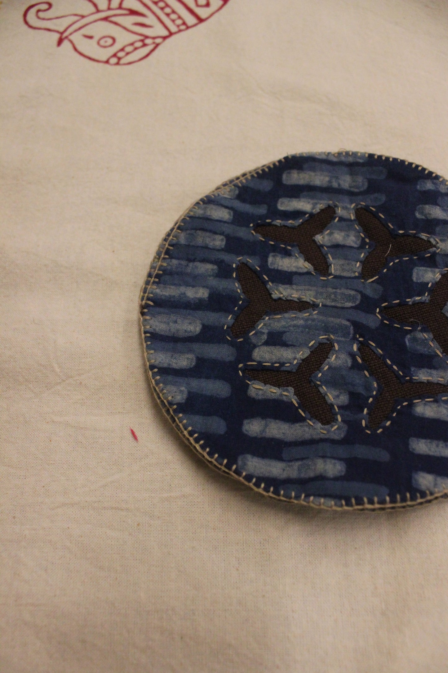 Tea Coasters Indigo blue striped