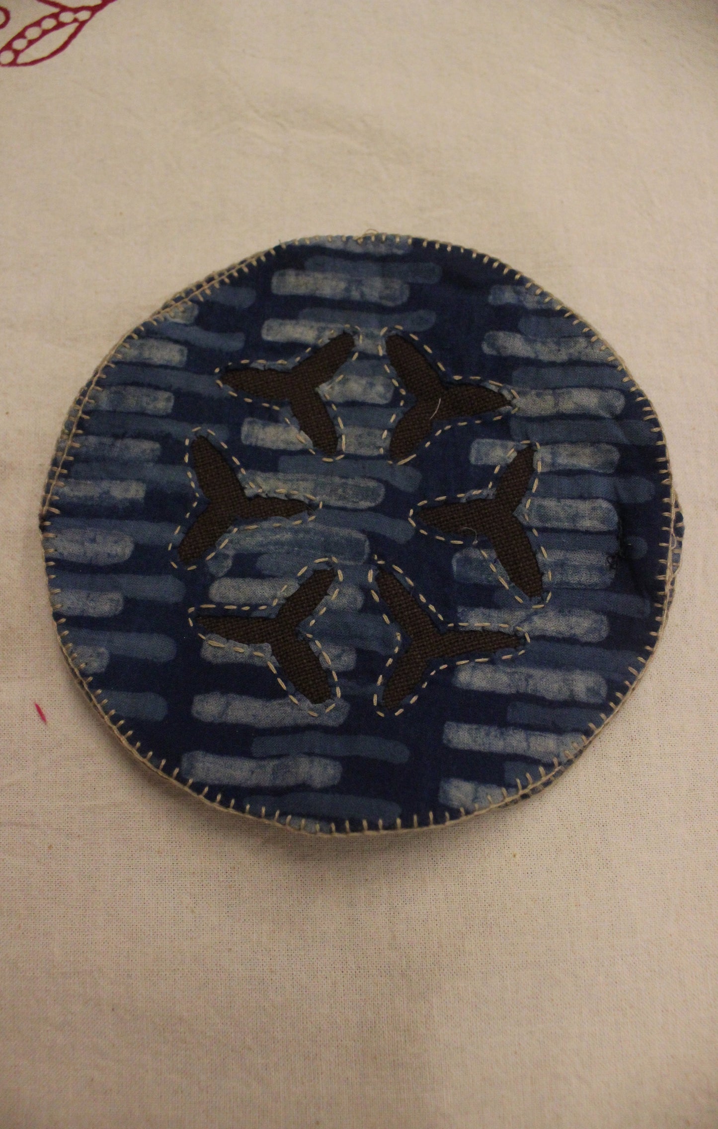 Tea Coasters Indigo blue striped