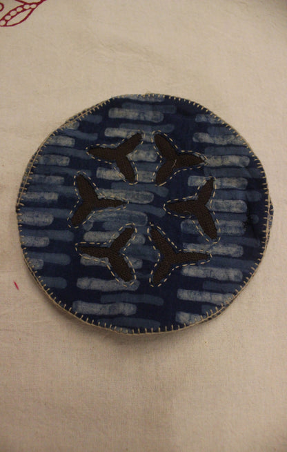 Tea Coasters Indigo blue striped