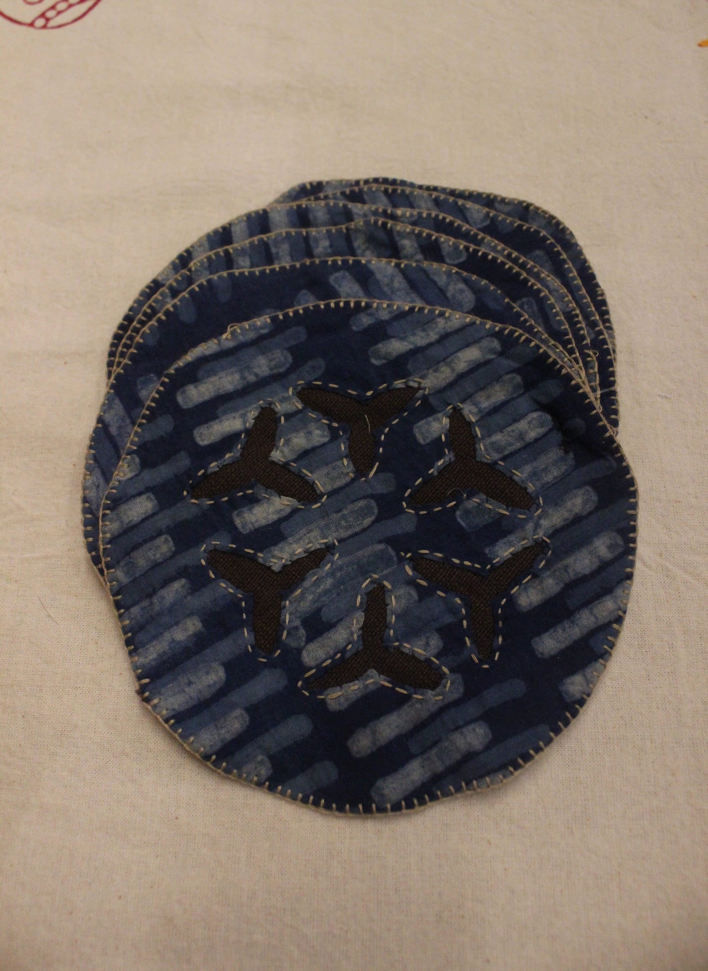 Tea Coasters Indigo blue striped