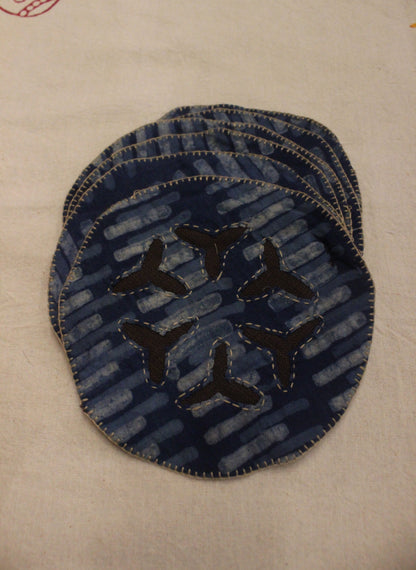 Tea Coasters Indigo blue striped