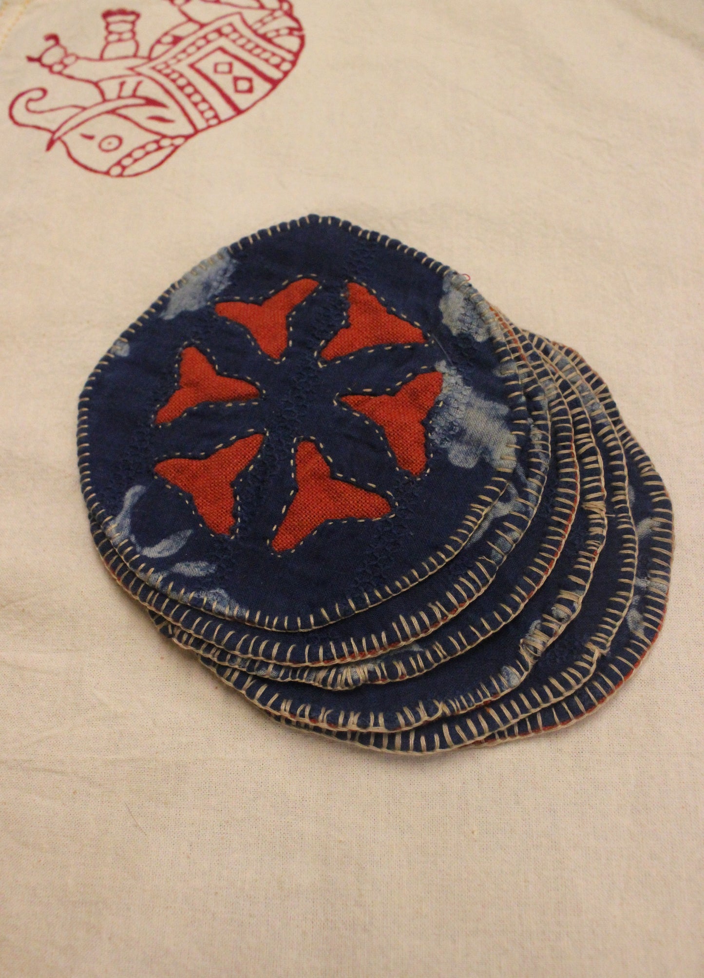 Handcrafted Tea Coasters - Navy Blue