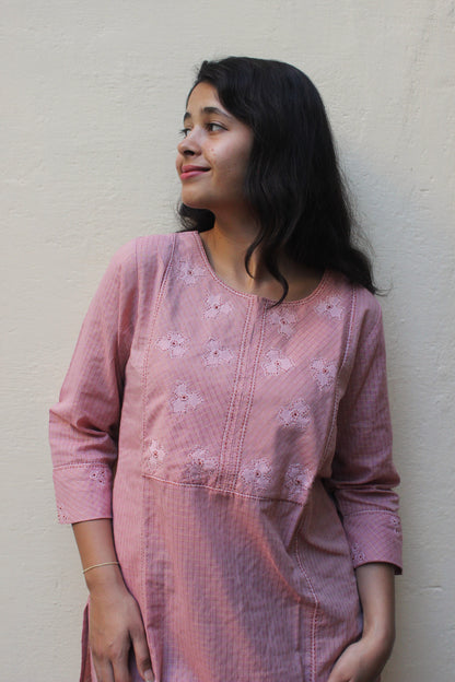 Peach Cotton Kurta