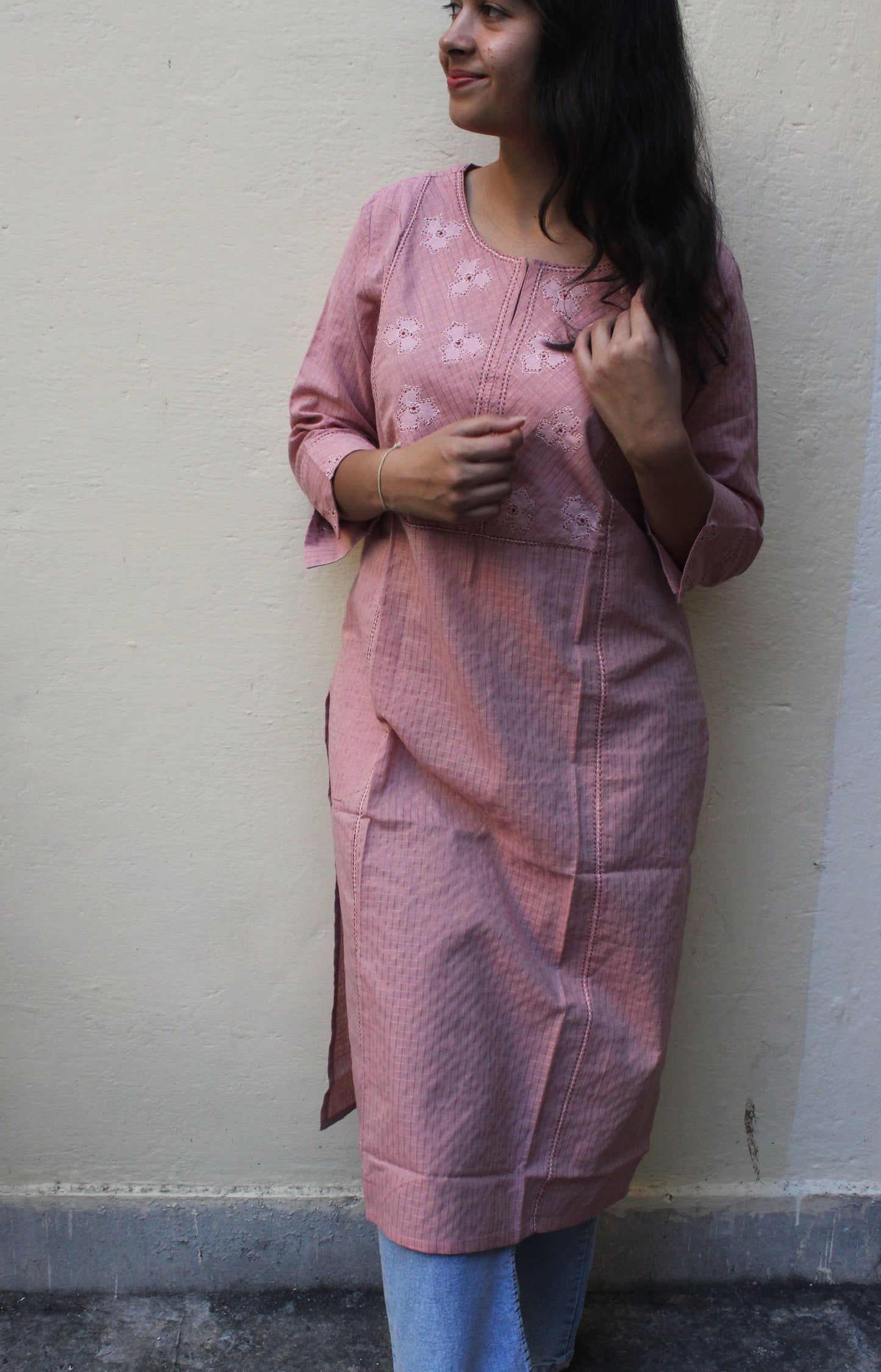 Peach Cotton Kurta