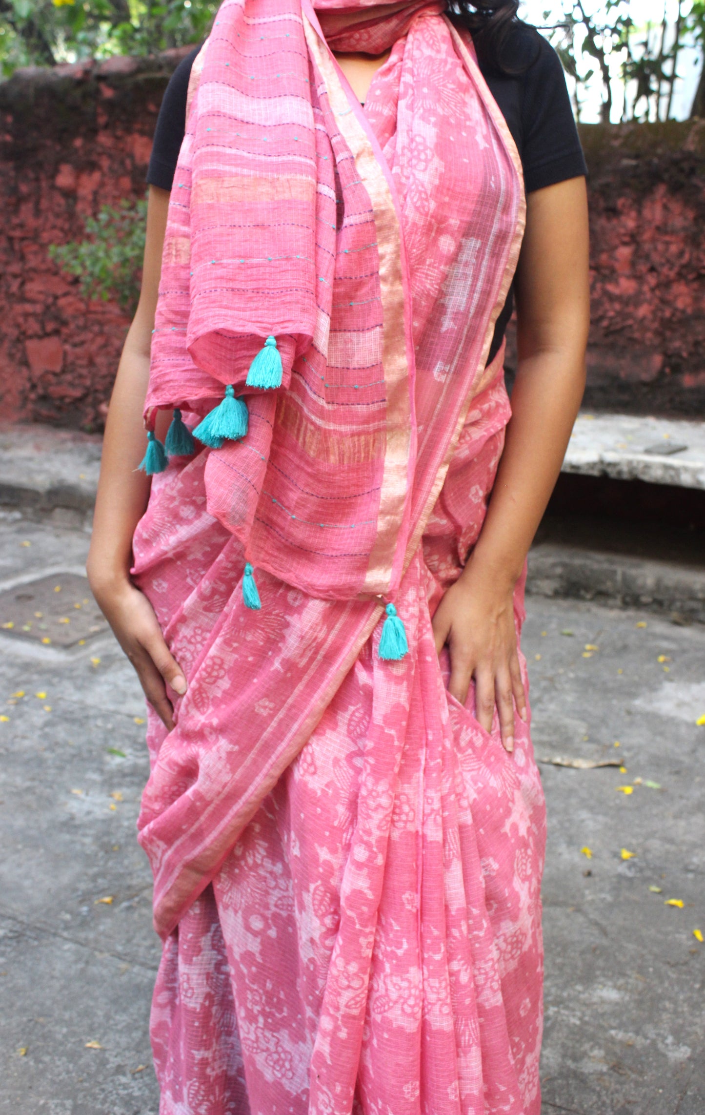 Floral Pink Kota Doriya Saree