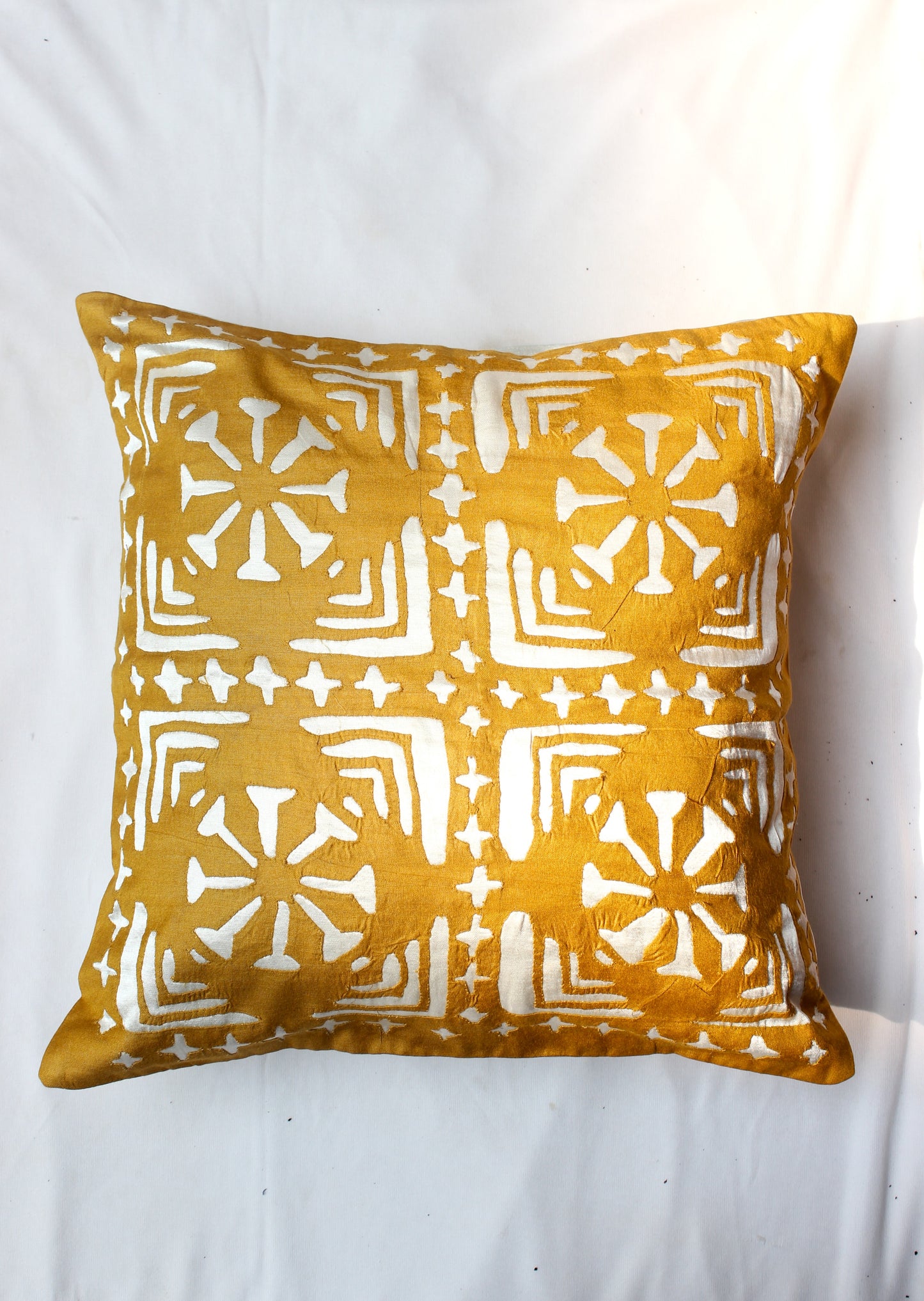 Golden Yellow Satin Silk Cushion Cover