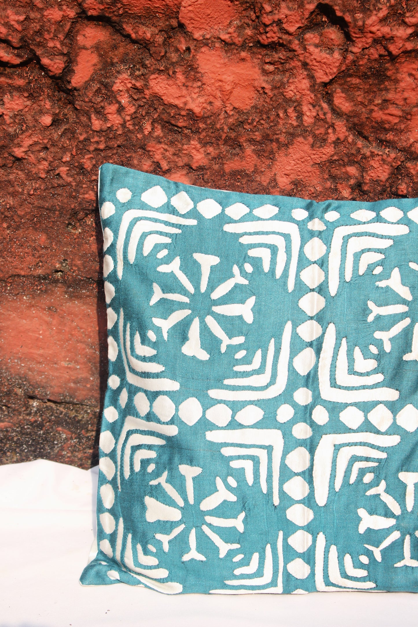 Turquoise Satin Silk Cushion Cover