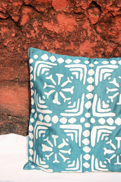 Turquoise Satin Silk Cushion Cover