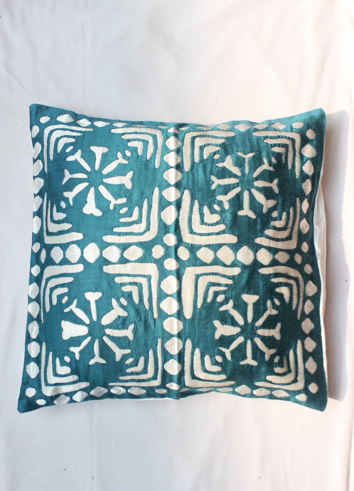 Turquoise Satin Silk Cushion Cover