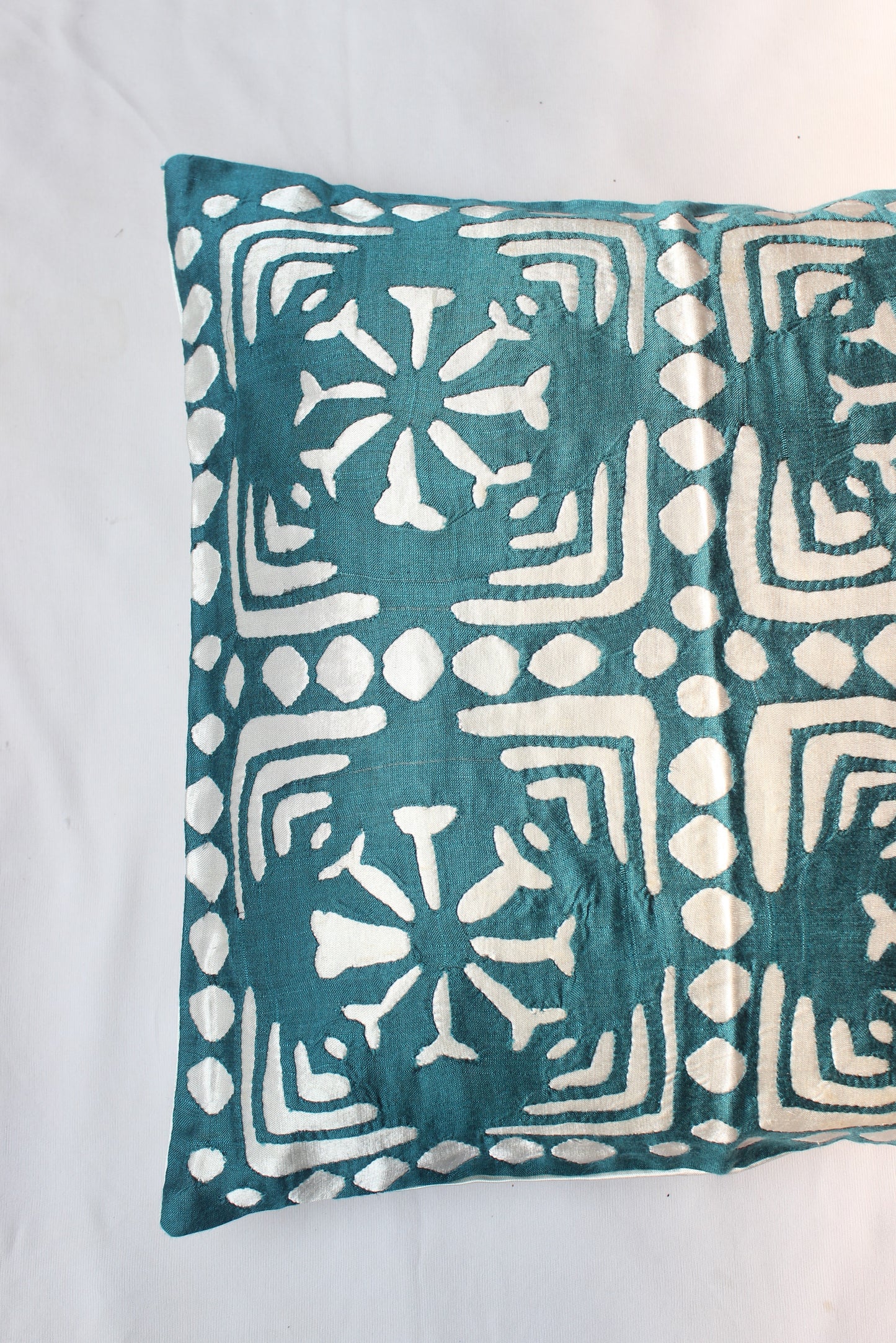 Turquoise Satin Silk Cushion Cover