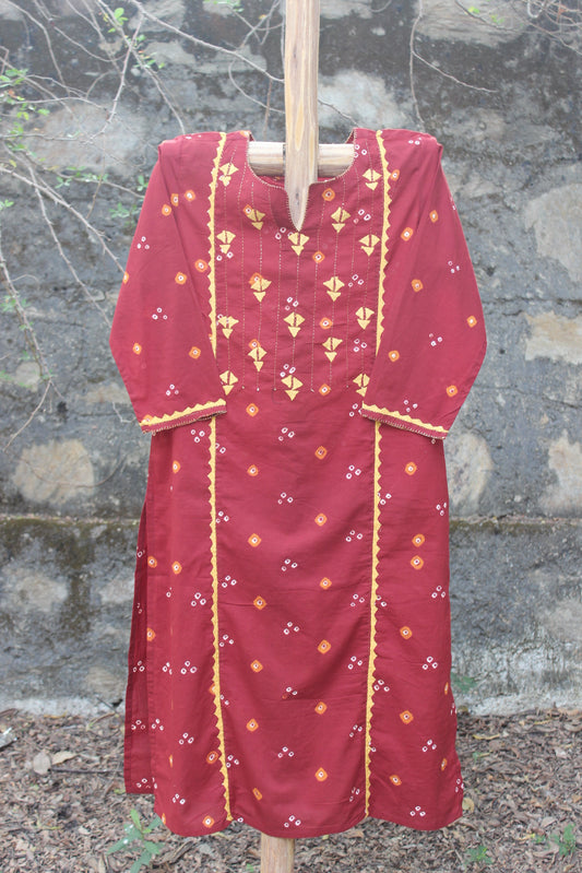 Bandhani cotton kurta