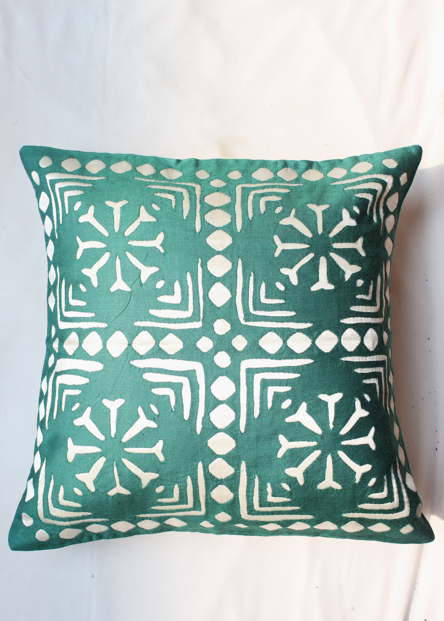 Teal Green Satin Silk Cushion Cover