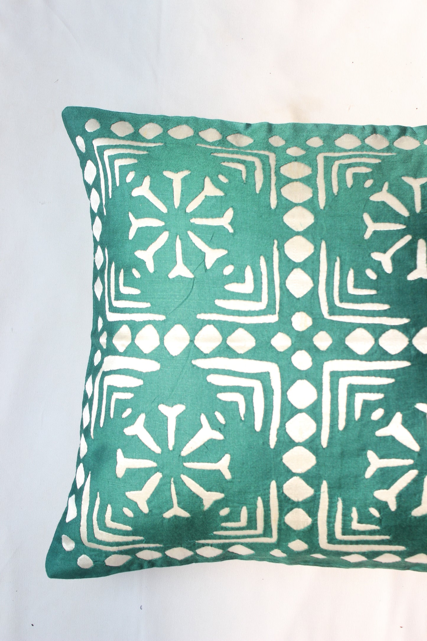 Teal Green Satin Silk Cushion Cover
