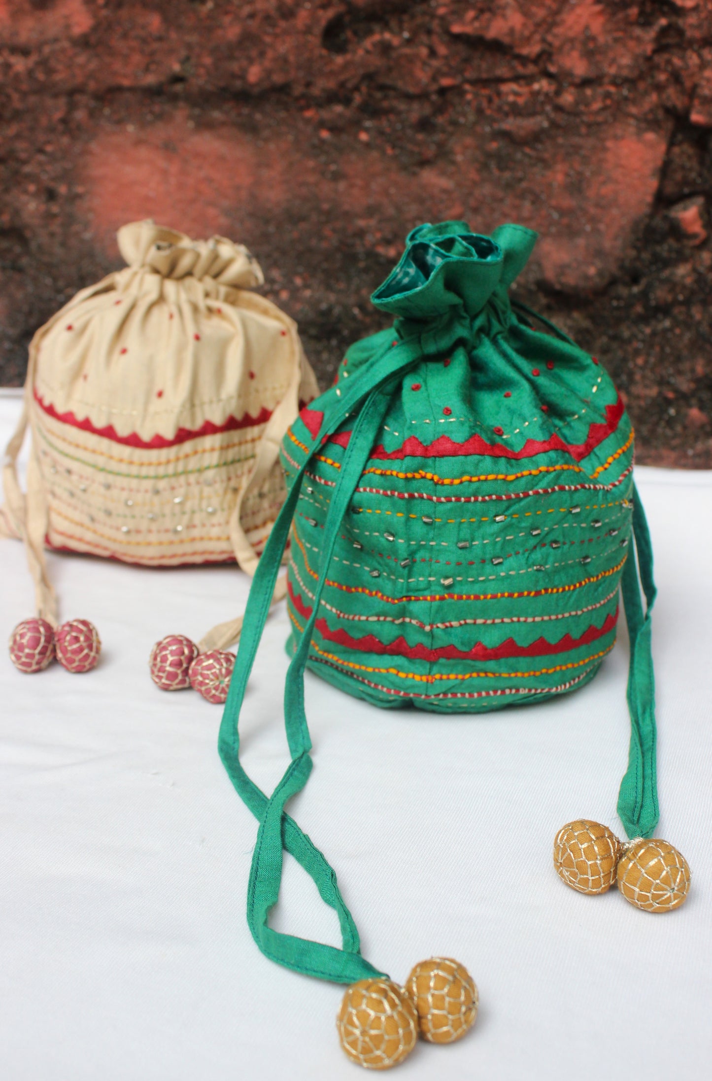 Silk Potli bag with heavy embroidery