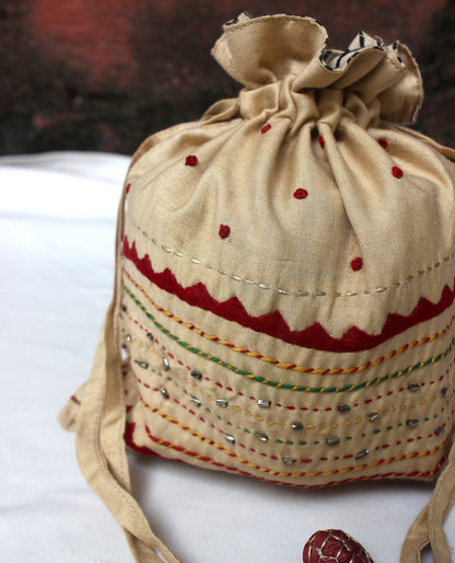 Silk Potli bag with heavy embroidery