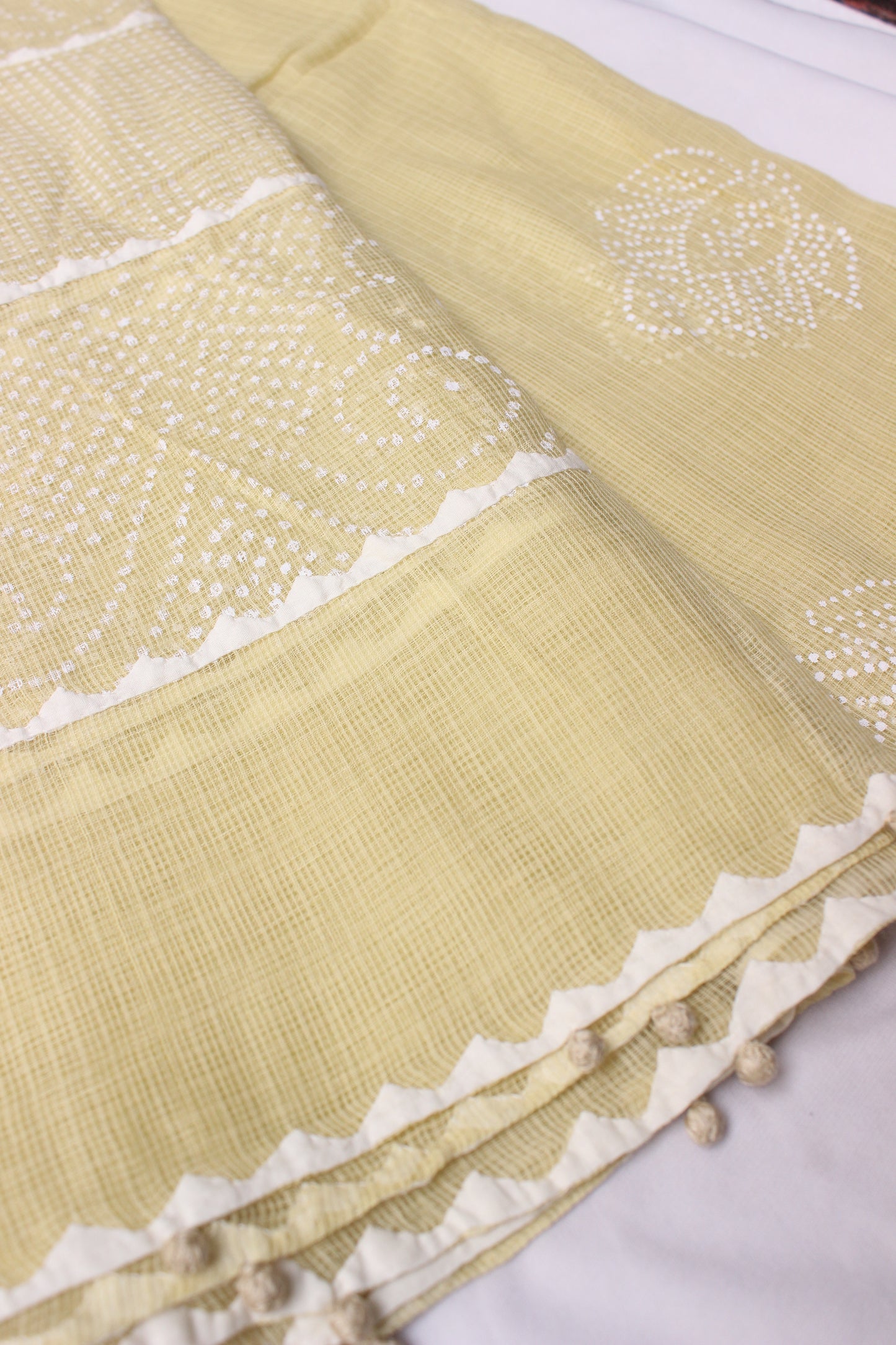 Kota Doriya Dupatta - Light yellow